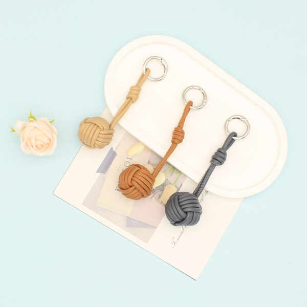 Wholesale Autumn/Winter PU Leather Rope Hand-woven Ball Bag Charm Phone Charm Instagram