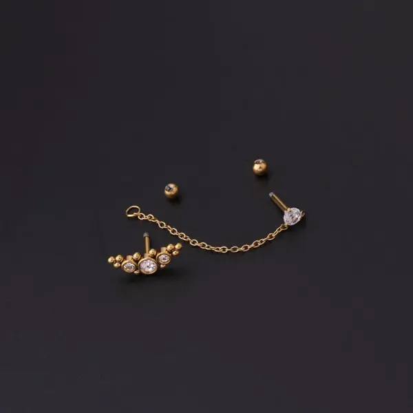 316L Stainless Steel Artificial Gemstones Ear Cartilage Rings & Studs Printing Waterproof Non Tarnish Surgical Steel