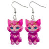Wholesale Acrylic Cat Pink Disco Earrings