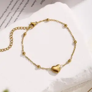 Ball Bead Chain Heart Bracelet / Bracelets
