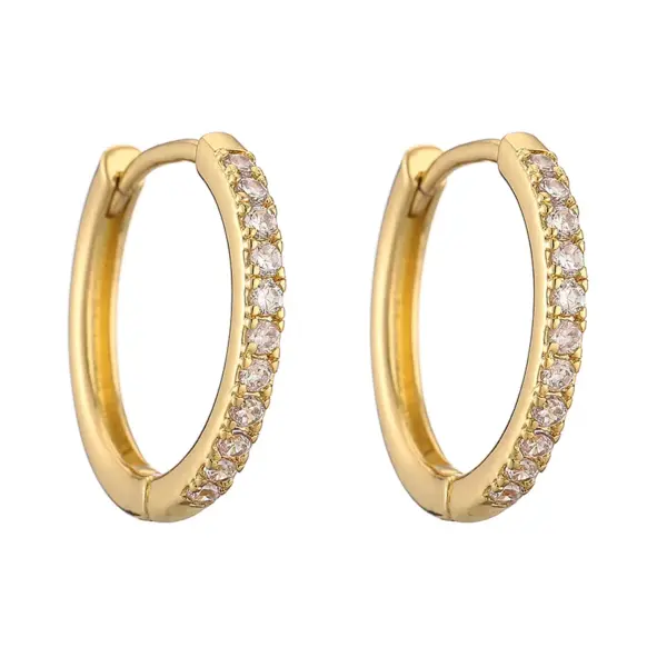 Wholesale 1 Pair Casual Simple Style Classic Style Round Plating Inlay Copper Zircon 18k Gold Plated Hoop Earrings