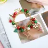 Wholesale Fashion Snowflake Alloy Pearl Plating Inlay Rhinestones Bracelets