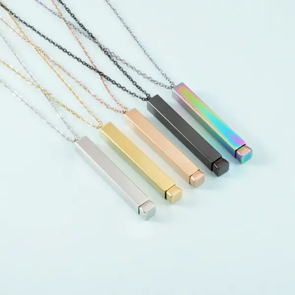 Wholesale Ion Plating (IP) 18K Gold Real Plated U Shape Customization Laser Engraving 304 Stainless Steel Streetwear Waterproof Non Tarnish Pendant Necklace