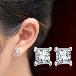 Wholesale Fashion Geometric Copper Plating Zircon Ear Studs 1 Pair