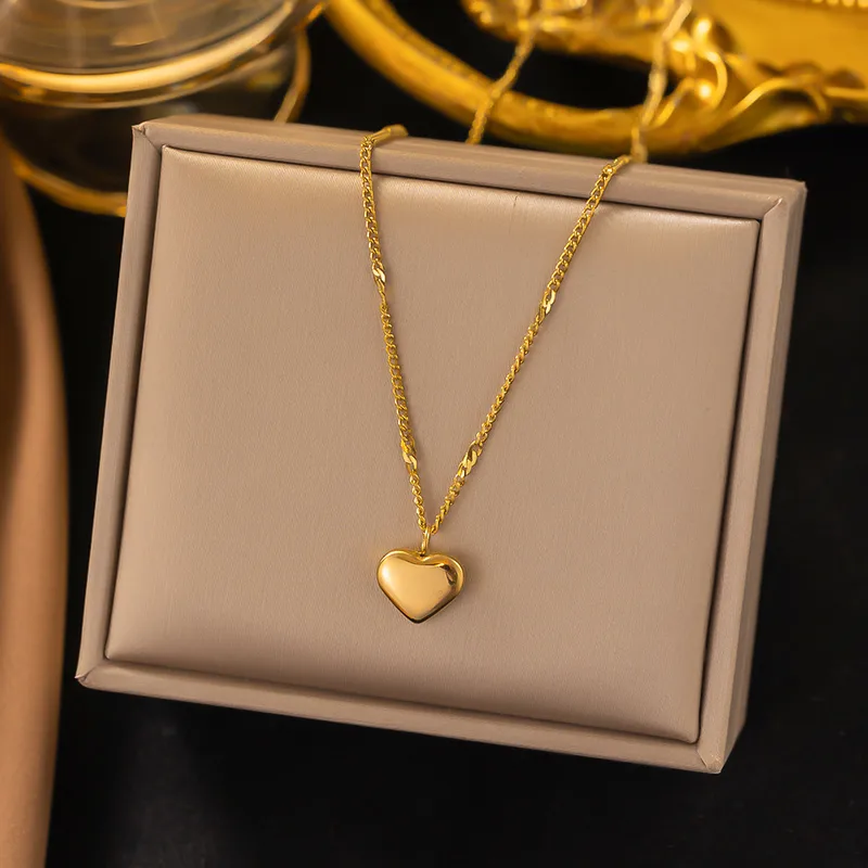 Wholesale PVD Coated Real Gold Plated 18K Gold Heart Shape 304 Stainless Steel Elegant Streetwear Waterproof Non Tarnish 304 Stainless Steel Pendant N