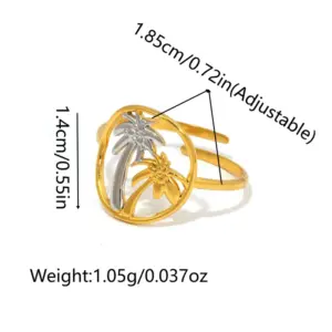 Gold and silver color / Adjustable / Coconut Ring