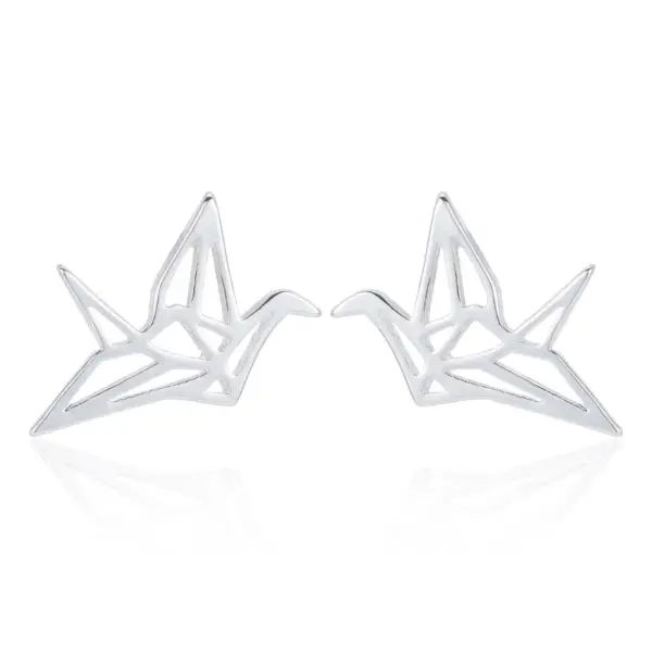 Wholesale PVD Coated 18K Gold Real Gold Plated Paper Crane 304 Stainless Steel Simple Style Korean Style Waterproof Non Tarnish Earrings Ear Studs