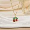 Wholesale Jewelry Simple Style Cherry Titanium Steel Plating Pendant Necklace