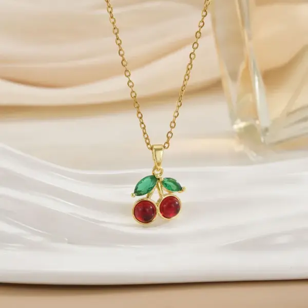 Wholesale Jewelry Simple Style Cherry Titanium Steel Plating Pendant Necklace