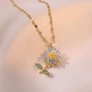 X2397 Sunflower Rotating Necklace