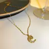 PVD Coated Real Gold Plated Moon Stainless Steel Titanium Steel Simple Style Waterproof Non Tarnish 304 Stainless Steel Pendant Necklace