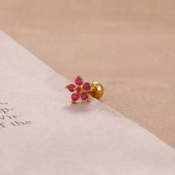 1 Piece Elegant Modern Style Geometric Cherry Flower 304 Stainless Steel Ear Studs
