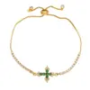 Fashion Simple Style Cross Copper Plating Inlay Zircon 18k Gold Plated Bracelets