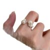 Wholesale Pearl Zircon Open Ring Women's Light Luxury High-end Finger Ring Niche Design Distinctive Exaggerated Decorative Ring