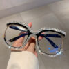 Wholesale Factory direct net red with European and American big frame flat mirror fashion personality double row diamond frame glasses