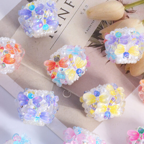 Wholesale New Colorful Little Dragonfly Straight Hole Loose Beads DIY Mobile Phone Key Chain Necklace Bag Chain Accessories