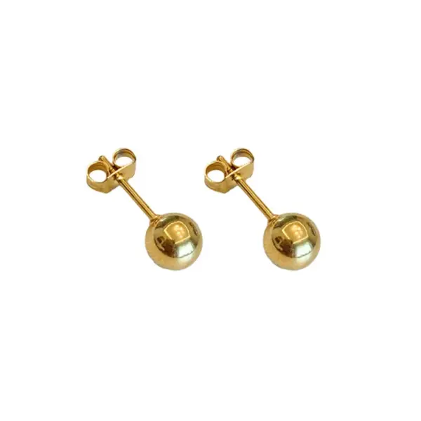 Wholesale Vacuum Plating PVD Coated Real Gold Plated 18K Gold Ball 304 Stainless Steel Simple Style Waterproof Non Tarnish Ear Studs