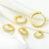 Wholesale 1 Piece Cute Sweet Solid Color Plating Inlay Brass Zircon 18k Gold Plated Silver Plated Hoop Earrings