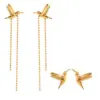 Wholesale PVD Coated Real Gold Plated 18K Gold 304 Stainless Steel Simple Style Classic Style Waterproof Non Tarnish Drop Earrings Ear Studs