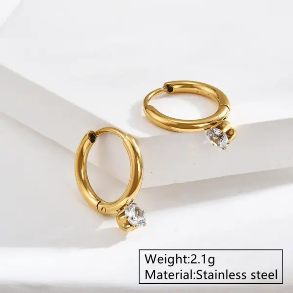 Wholesale 304 Stainless Steel Glass Geometric Solid Color Ion Plating (IP) Artificial Rhinestones 18K Gold Plated Elegant Waterproof Non Tarnish Inlay Multicolor-Golden Yellow Jewelry Set