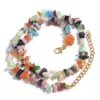 Vintage Style Geometric Natural Stone Gravel Beaded Chain Necklace In Bulk