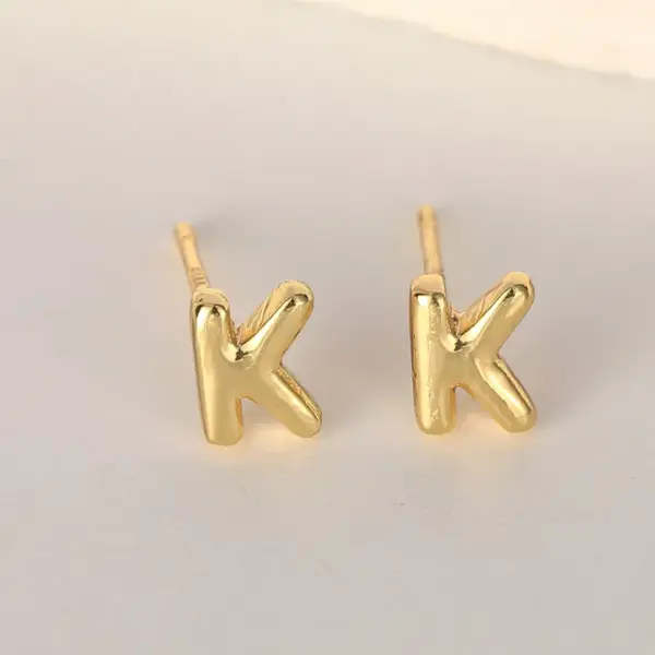 304 Stainless Steel Letter Electroplating Golden Plated Classical Vintage Style Simple Style Ear Studs