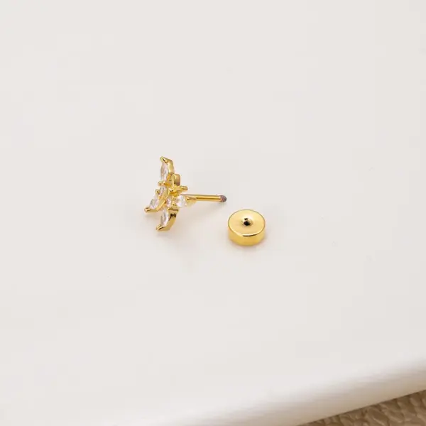 1 Piece Copper Zircon Ear Cartilage Rings & Studs Heart Shape Owl Butterfly Waterproof Non Tarnish Surgical Steel