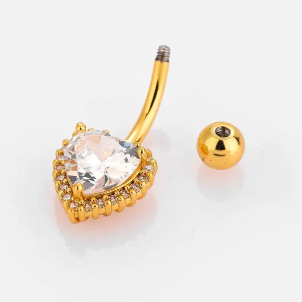 1 Piece Belly Rings Simple Style Classic Style Heart Shape Cat 316L Stainless Steel Waterproof Non Tarnish Surgical Steel Zircon Rack Plated 14K Gold Plated Belly Rings