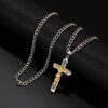 Wholesale Embossed portrait cross necklace titanium steel necklace