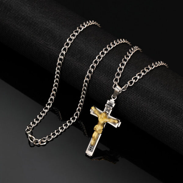 Wholesale Embossed portrait cross necklace titanium steel necklace