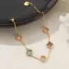 Wholesale New Gold Love Square Zircon Bracelet Light Luxury Elegant Titanium Steel Plated 18K Gold Niche High-end Jewelry