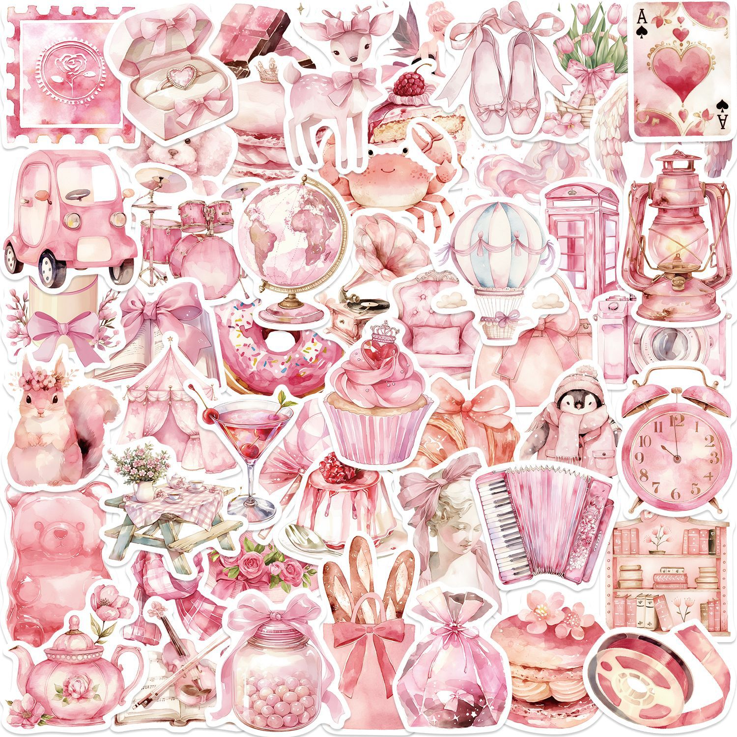 Wholesale 50 pink aesthetic series decorative waterproof stickers