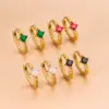 Wholesale 1 Pair Fashion Geometric Gold Plated 304 Stainless Steel Zircon Stainless Steel Earrings