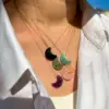 Wholesale Simple Style Geometric Moon Natural Stone Titanium Steel Pendant Necklace In Bulk