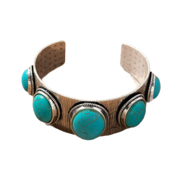 Wholesale Retro Ethnic Style Set Turquoise Bracelet Women's Simple Carved Bohemian Open Bracelet Jewelry