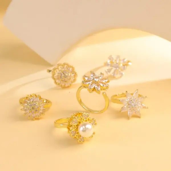 Wholesale Jewelry Elegant Streetwear Flower Titanium Steel Anxiety Ring Adjustable Ring