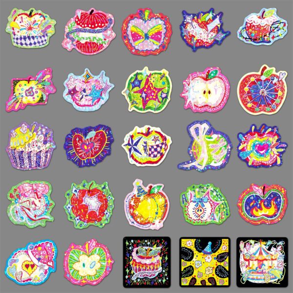 Wholesale 50pcs/pack Flashing Laser Energy Apple Stickers