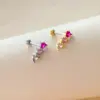 Wholesale 1 Piece Cute Heart Shape Plating Inlay Stainless Steel Steel Copper Zircon White Gold Plated Gold Plated Cartilage Earrings