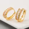 Wholesale Korean Earrings Female Earrings Copper Inlaid Zircon Plating 18k Real Gold Gold French Earrings