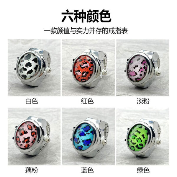 Wholesale [Ring watch] hot sale flip leopard gem personality fashion creative couple retro finger watch factory direct batch