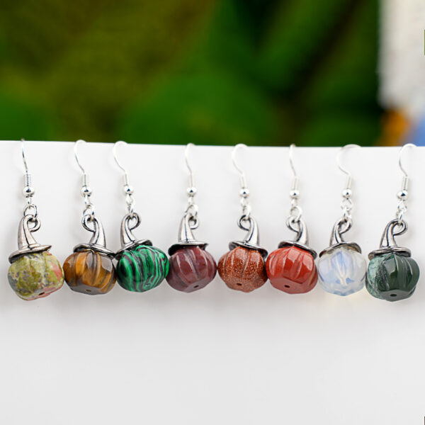 Wholesale Vintage Agate Pumpkin Crystal Pumpkin-Shaped Witch Hat Earrings