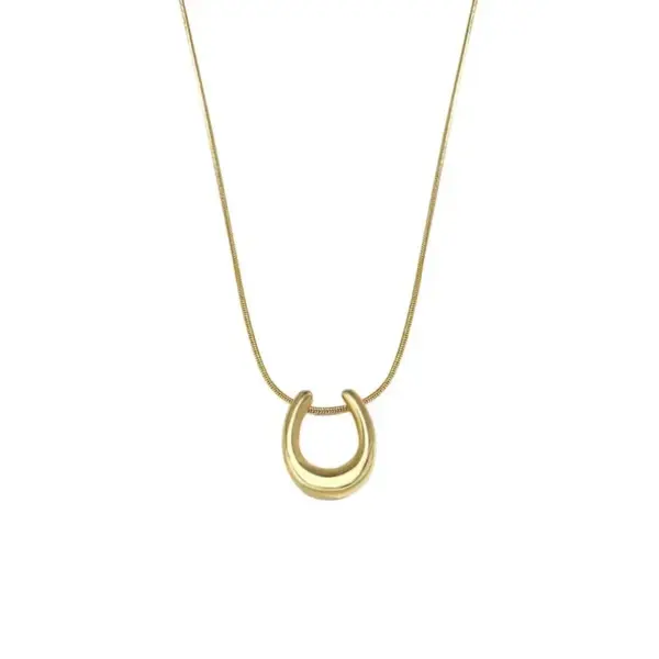 Wholesale PVD Coated Real Gold Plated 18K Gold U Shape 304 Stainless Steel Elegant Waterproof Non Tarnish 304 Stainless Steel Pendant Necklace