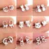 Wholesale PVD Coated 18K Gold Real Gold Plated Cat 304 Stainless Steel Cute Waterproof Non Tarnish Ear Studs