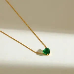 Necklace - Length 42+5cm, Pendant 6.38*5.88mm - / Green