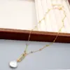 Wholesale Freshwater Pearl Ferroalloy Round Vacuum Plating Gold Plated Vintage Style Baroque Style Chain Cable Chain Gold Pendant Necklace