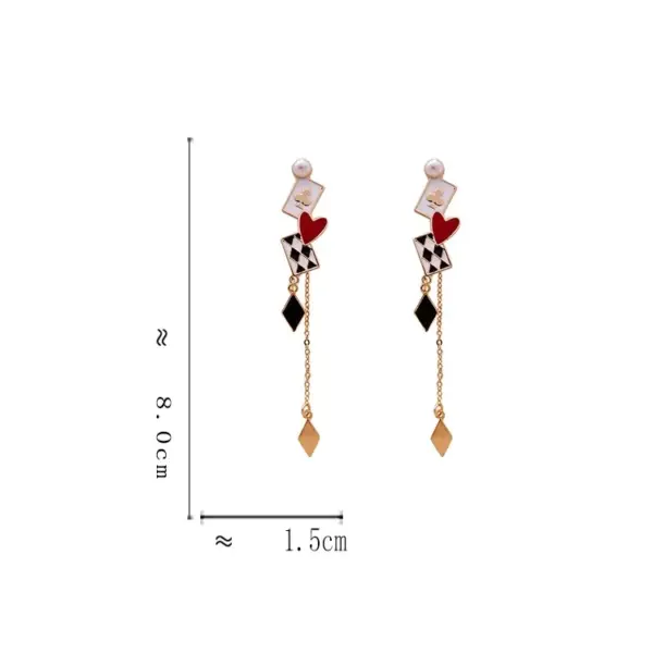 Wholesale 1 Pair Ig Style Poker Enamel Plating Inlay Alloy Metal Artificial Pearls Drop Earrings