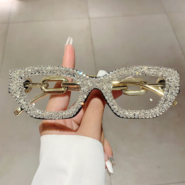 oly-8f920f67b12cd115431d090213d8a691 Wholesale Cross-border New European and American Style Trendy Small Frame Diamond Flat Mirror Internet Celebrant Same Style Small Fragrant Style All-match Anti-blue Glasses