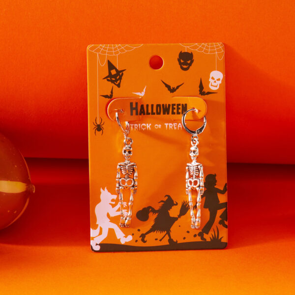Wholesale New European and American cross-border Halloween Pumpkin Ghost Tassel Earrings with Rhinestones and Personalized Skull Earrings -