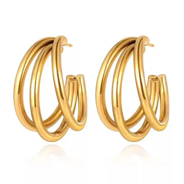 Wholesale 1 Pair Classic Style Geometric Plating 304 Stainless Steel 18K Gold Plated Earrings