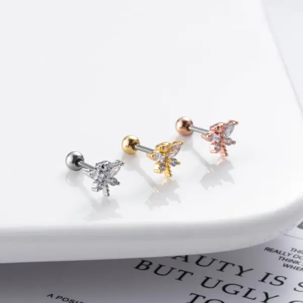 Wholesale 316 Stainless Steel Copper Geometric Ear Studs For Women'S